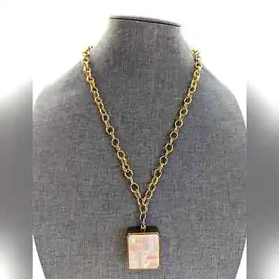 Vintage Gold Tone Signed Japan Mother Of Pearl Music Box Pendant Locket Necklace • $114.99