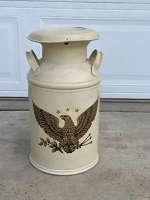 10 Gallon Antique Barn Milk Jug American Eagle Emblem Steel Metal W/ Lid • $59.99