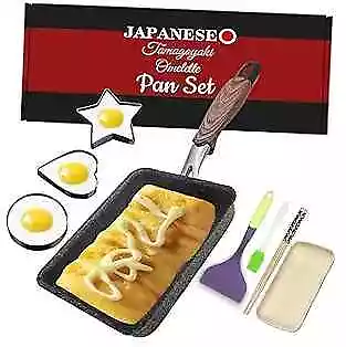  Tamagoyaki Pan Set Japanese Omelette Pan Nonstick Square Japanese Black • $28.60