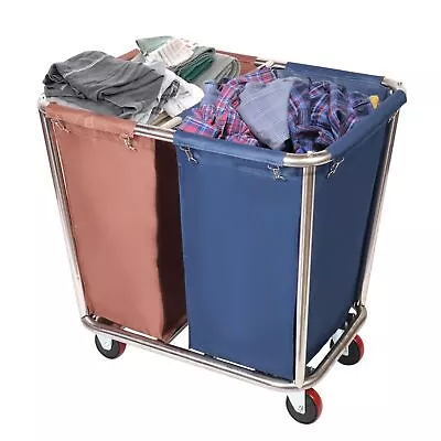 Laundry Cart With Wheels 350L Large Laundry Sorter 2 Section Laundry Basket W... • $135.79