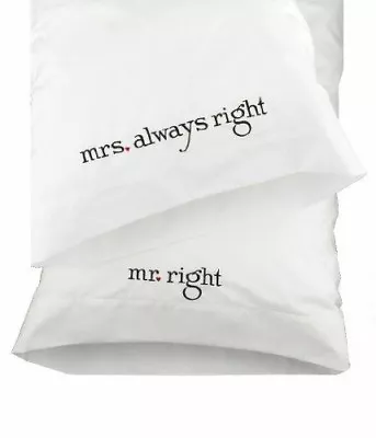 Hortense B. Hewitt Wedding Accessories Mr. And Mrs. Right Pillowcases Set Of 2 • £18.30