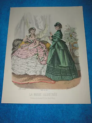 Antique/Vintage La Mode Illustree Paris Mid Century Fashion Print #9 -13 X 10 • $8