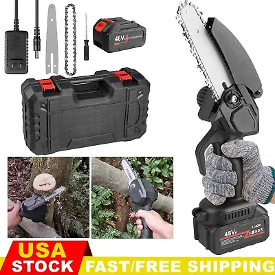 6  Mini Handheld Electric Chainsaw Cordless Chain Saw 48V 6000mAh Battery Power • $40.95