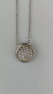 DiamoniqueCubic Zirconia Pave' Round Pendant Sterling Silver • $20.95