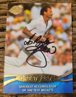 $20 • Buy Dennis Lillee Signed  Topps ACB Gold Great Feats 300 Test Wickets