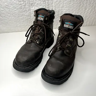 Vintage Honchos Brown Leather Lace-Up Steel Toe Work Boots Men's US 10 (EU 44) • $29.99