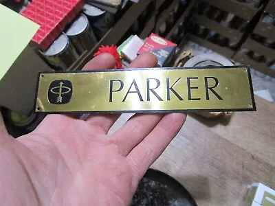 NOS Vintage Parker Pen Etched Brass Advertising Sign Plaque • $25