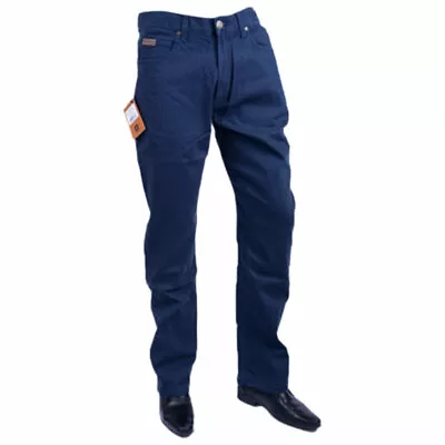 Mens Trousers Flat Straight Navy Cotton Twill FARAH CLASSIC FABF4018 NY Navy 454 • £19.99