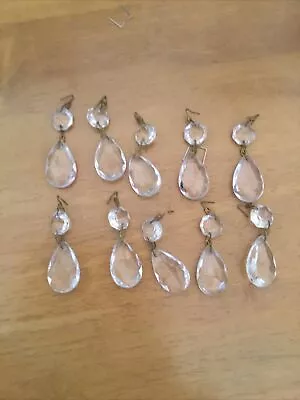 £15 • Buy 10 X Vintage Style Cut Glass / Crystal Chandelier Small Droplets 