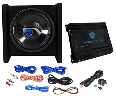 Rockville RV10.1D 500w 10  Loaded Car Subwoofer Enclosure+Mono Amplifier+Amp Kit • $119.95