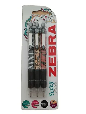 £2.45 • Buy 3 X Zebra Z-Grip Funky Animal Print Ballpoint Pens BOXED