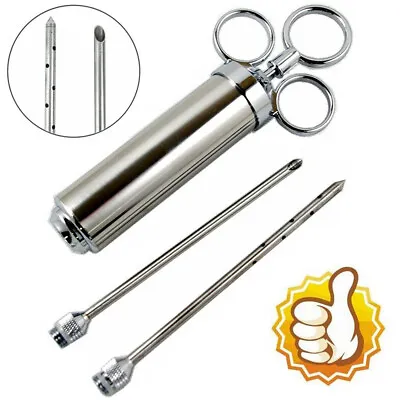 Stainless Steel Seasoning Marinade Injector Gun Flavor Needle Meat BBQ Cooking • $15.29