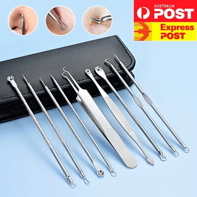 $6.45 • Buy 9pcs Blackhead Remover Extractor Tool Pimple Blemish Popper Comedone Kit Clip