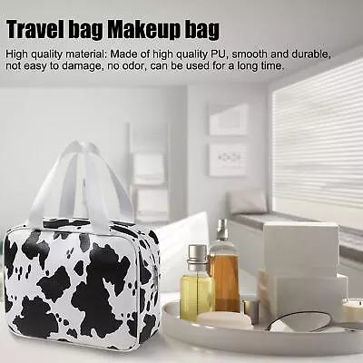 Travel Toiletry Bag Cow Print Makeup Cosmetic Organizer Pouch Makeup Hangbag • £8.75