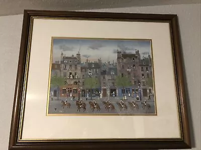 Vintage MICHEL DELACROIX Paris Signed Lithograph Print Custom Framed 36  X 28  • $70