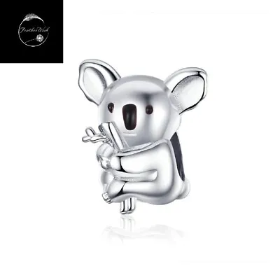 Genuine Sterling Silver 925 Solid Koala Bear Animal Bead Charm For Bracelets • £15.99