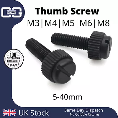 M3 M4 M5 M6 M8 Black Plastic Nylon Slotted Knurled Thumb Screw | Bolt | 5-40mm • £1.95