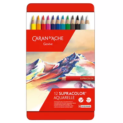 Caran D'Ache Supracolor Artist Quality Colour Pencil 12 Set Soft Water Soluble • £30.49