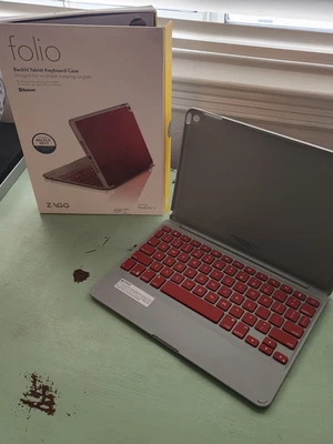 $19.50 • Buy ZAGG Folio Case Hinged With Backlit Bluetooth Keyboard For IPad Air 2 - Red