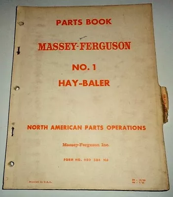 Massey Ferguson MF 1 Hay Baler Parts Catalog Manual Book Original! 10/59 • $17.99