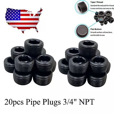 20PCS Pipe Plugs 3/4  NPT Steel Internal Hex Countersunk Thread Socket Screw USA • $22.50