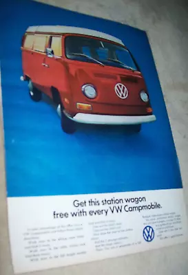 1969 VW Volkswagen Bus Campmobile Camper Magazine Color Car Ad - VW Presents USA • $9.95