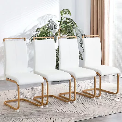 Dining Chairs Set Of 4/6 Padded Seat Home Kitchen Chair With Metal Legs White • $383.52