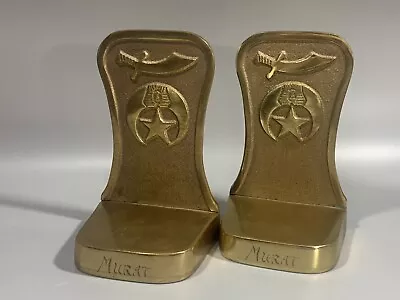 Pair Of Unique Vintage Heavy Brass Shriners Masonic Bookends - Rare - HTF • $200