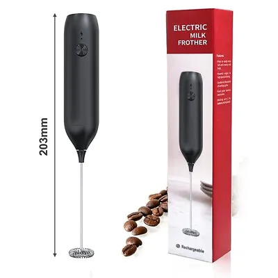 USB Rechargeable Electric Beater Milk Coffee Frother Egg Drink Foamer Mixer Tool • £8.48