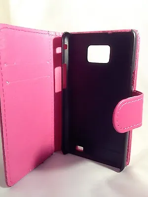 Pink WALLET Leather Case Phone Cover Samsung Galaxy S2 II GT-I9100 Plain • £2.71