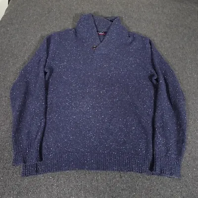 Untuckit Van Douzer Donegal Lambwool Blend Sweater Mens L Shawl Collar Blue • $24.99