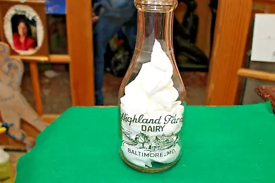 Vintage Highland Dairy Farms Milk Bottle One Quart Excellent Baltimore Md. • $35