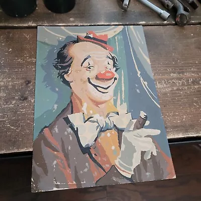 Vintage Original Oil On Cardboard Happy Clown Painting - 14 X10  - UNSIGNED • $25