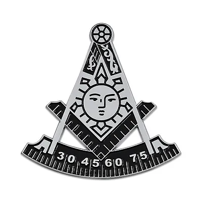 Past Master Masonic Auto Emblem - [Black & Silver][3'' Tall] • $11.99