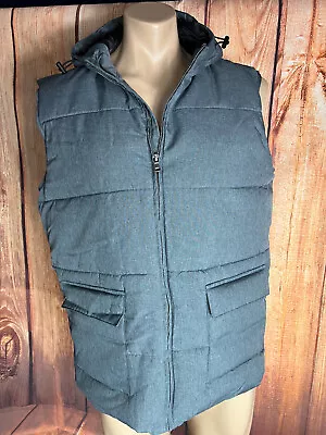 BNWT Mens Sz XL Rivers Grey Padded Lined Zip Warm Vest + Hood RRP $79.95 • $25.65