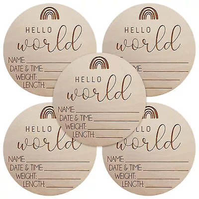 5x Newborn Announcement Sign Wooden Baby Arrival Sign 4 In Hello World Name Sign • $14.13