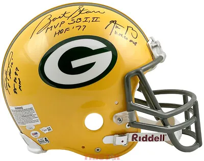 Starr Favre Rodgers Signed Green Bay Packers Full Size Helmet Inscribed MVP HOF • $9199.99