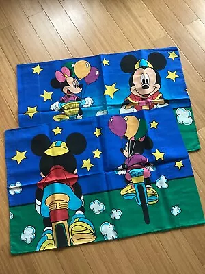 Vintage Disney Mickey Mouse And Minnie Mouse Bicycles Pillow Cases Set Of 2 • $19