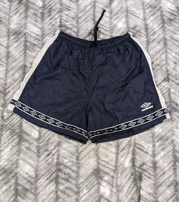 Umbro Vintage Y2K Shorts Mens XL X 5 Nylon Soccer Blue White Diamond Trim Tape • $29.95