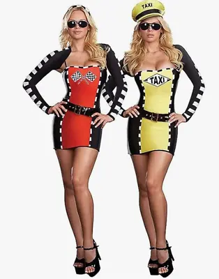 Women's Drive Me Crazy Sexy Taxi Driver Racecar 2-IN-1 Adult Costume Size M • $26.99