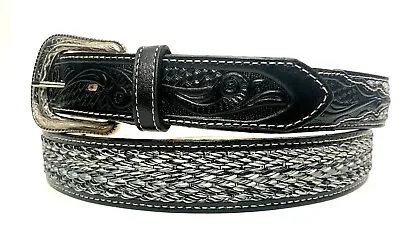 Men's Black Western Leather Belt. Saddle Horse Cowboy Rodeo Belt. Cinto Vaquero • $22.99