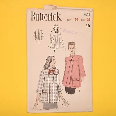 Vintage 1940s Butterick Maternity Smock Sewing Pattern - 3524 - Bust 34 Complete • $13