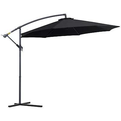 Outsunny 3(m) Cantilever Parasol Banana Umbrella W/ Crank & Tilt Black • £79.99