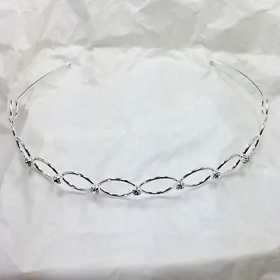1 Silver Diamonte Headband Hair Bridal Tiara Hen Jewel Wedding • £2.95