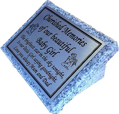 Personalised Grey Granite Not Marble Baby Boy/Girl Memorial Grave Plaque Stone  • £40