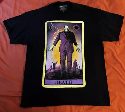 Universal Monsters Frankenstein Death Tarot Card T- Shirt XL Black Rock Rebel • $17