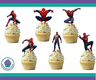 12 OR 24  Spiderman Figures  Design Pre Cut Edible Wafer Paper Toppers  • £4.25