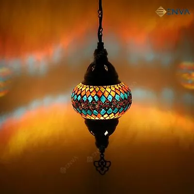 Turkish Moroccan Style Mosaic Multicoloured Hanging Light Lamp Medium Globe • $55.79