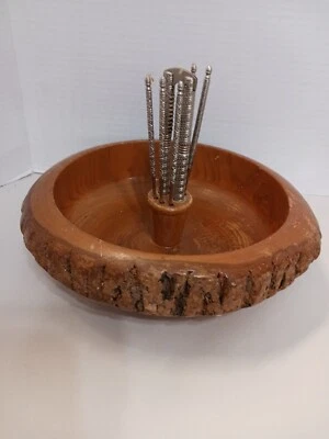 $12.99 • Buy Vintage Nut Cracker Set With Tree Trunk Bowl Plus Tools