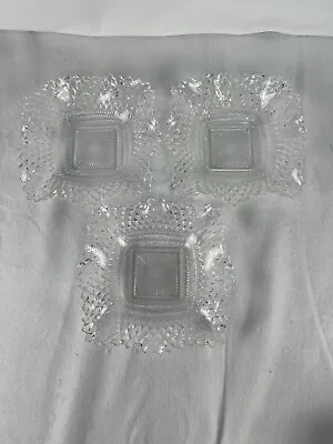 Vintage Indiana Glass Clear Glass Carnival Glass Ashtray Candy Dish Set Of 3 • $14.44